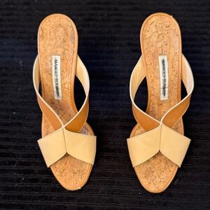 Manolo Blahnik Beige and Tan Sandals